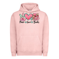 Pigment Salmon peace love books Urban Hoodie - MaliasSmallBusiness