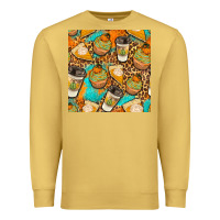 Antique Gold autumn cupcakes seamless pattern Premium Sweatshirt - BundleAndBundleShop