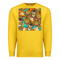 Lemon autumn cupcakes seamless pattern Premium Sweatshirt - BundleAndBundleShop