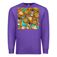 Purple autumn cupcakes seamless pattern Premium Sweatshirt - BundleAndBundleShop