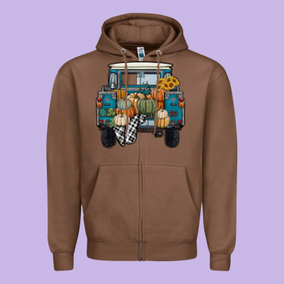 Pumpkin Truck Zipper Hoodie Designed By Ranaportraitstore