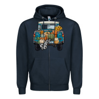 Navy pumpkin truck Zipper Hoodie - RanaPortraitStore