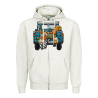 Oatmeal Heather pumpkin truck Zipper Hoodie - RanaPortraitStore