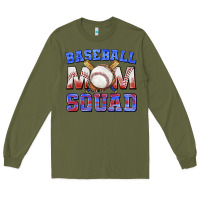 Army Green baseball mom squad Long Sleeve Tee - texasbilliewilder