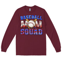 Burgundy baseball mom squad Long Sleeve Tee - texasbilliewilder