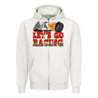 Oatmeal Heather let's go racing Zipper Hoodie - Zillion Design Studio