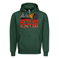 Sports Green let's go racing Zipper Hoodie - Zillion Design Studio