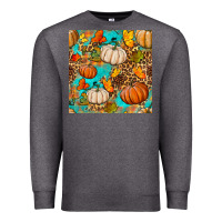 Charcoal Heather fall pumpkin seamless pattern Premium Sweatshirt - BundleAndBundleShop