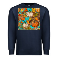 Navy fall pumpkin seamless pattern Premium Sweatshirt - BundleAndBundleShop