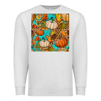 Oatmeal Heather fall pumpkin seamless pattern Premium Sweatshirt - BundleAndBundleShop