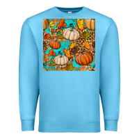 Ocean Blue fall pumpkin seamless pattern Premium Sweatshirt - BundleAndBundleShop
