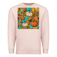 Pale Pink fall pumpkin seamless pattern Premium Sweatshirt - BundleAndBundleShop