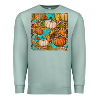 Seafoam fall pumpkin seamless pattern Premium Sweatshirt - BundleAndBundleShop