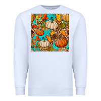 White fall pumpkin seamless pattern Premium Sweatshirt - BundleAndBundleShop