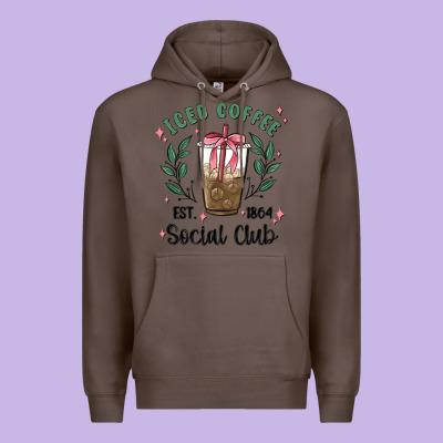 Iced Coffee Social Club Premium Hoodie Designed By Maliassmallbusiness
