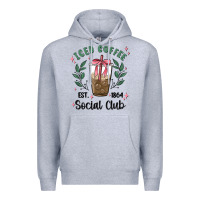Heather Grey iced coffee social club Premium Hoodie - MaliasSmallBusiness