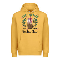 Mustard iced coffee social club Premium Hoodie - MaliasSmallBusiness