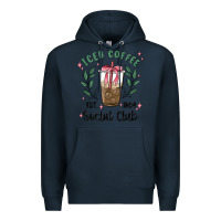 Navy iced coffee social club Premium Hoodie - MaliasSmallBusiness