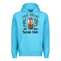 Ocean Blue iced coffee social club Premium Hoodie - MaliasSmallBusiness