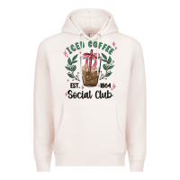 Pale Pink iced coffee social club Premium Hoodie - MaliasSmallBusiness