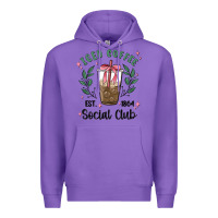 Purple iced coffee social club Premium Hoodie - MaliasSmallBusiness