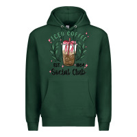 Sports Green iced coffee social club Premium Hoodie - MaliasSmallBusiness