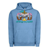 Pigment Pebble Blue with god all things are possible Urban Hoodie - NancyCooperArtShop