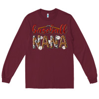Burgundy baseball nana with leopard Long Sleeve Tee - texasbilliewilder
