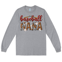 Heather Grey baseball nana with leopard Long Sleeve Tee - texasbilliewilder