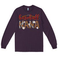 Plum baseball nana with leopard Long Sleeve Tee - texasbilliewilder