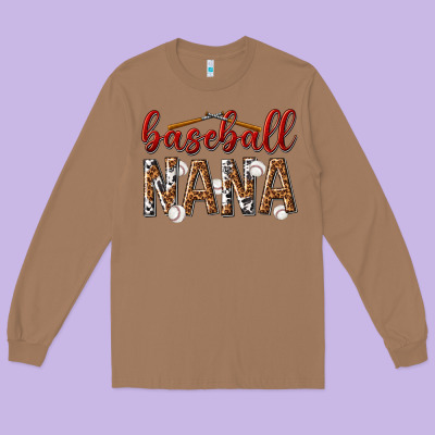 Long Sleeve Tee baseball nana with leopard