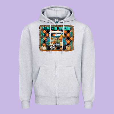Pumpkin Season Truck Zipper Hoodie Designed By Ranaportraitstore