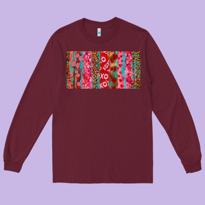 Long Sleeve Tee Love brushstrokes xoxo leopard and turquoise