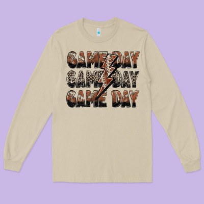 Game Day Game Day Football Lightning Bolt Long Sleeve Tee Designed By Zillion Design Studio