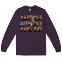 Plum game day game day football lightning bolt Long Sleeve Tee - Zillion Design Studio