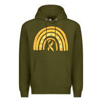 Army Green childhood cancer awareness rainbow Premium Hoodie - MaliasSmallBusiness
