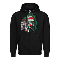 Black mexican indian headdress with skull Zipper Hoodie - RanaPortraitStore
