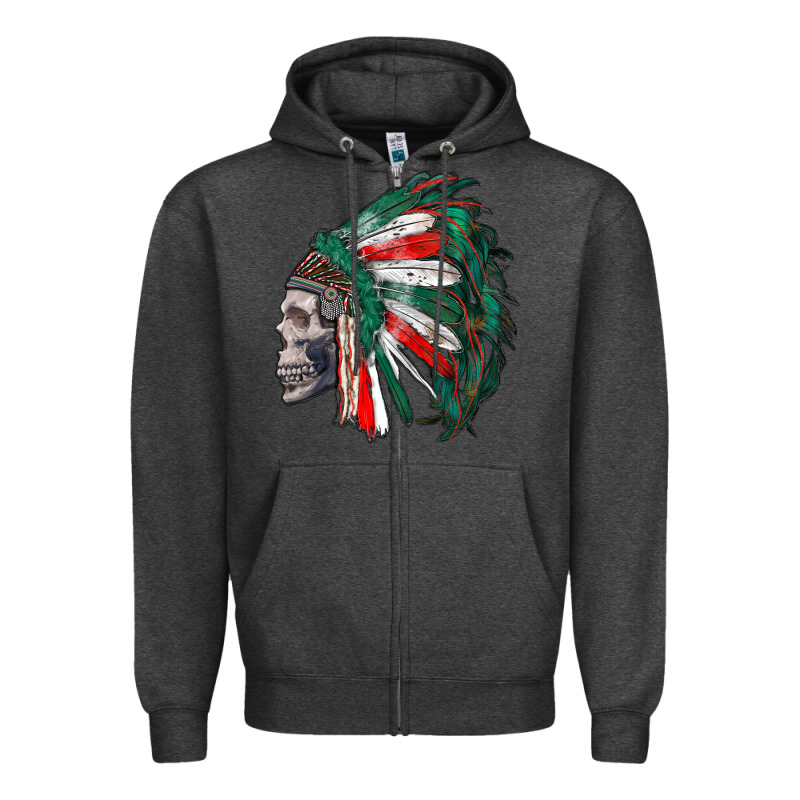 Mexican Indian Headdress With Skull Zipper Hoodie by RanaPortraitStore | Teevron