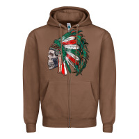 Chestnut mexican indian headdress with skull Zipper Hoodie - RanaPortraitStore