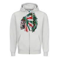 Dove Grey mexican indian headdress with skull Zipper Hoodie - RanaPortraitStore