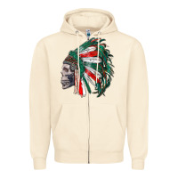 Sandshell mexican indian headdress with skull Zipper Hoodie - RanaPortraitStore