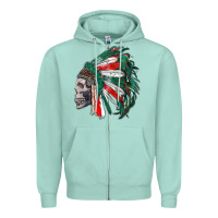 Seafoam mexican indian headdress with skull Zipper Hoodie - RanaPortraitStore