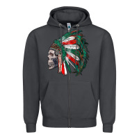 Smoke mexican indian headdress with skull Zipper Hoodie - RanaPortraitStore