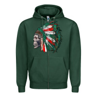 Sports Green mexican indian headdress with skull Zipper Hoodie - RanaPortraitStore