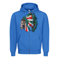 True Royal mexican indian headdress with skull Zipper Hoodie - RanaPortraitStore