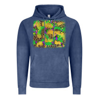 Vintage Denim mardi gras fleur de lis and leopard background Vintage Hoodie - AdoDesignShop