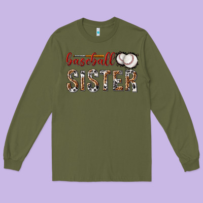 Long Sleeve Tee baseball sister with leopard