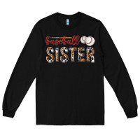 Black baseball sister with leopard Long Sleeve Tee - texasbilliewilder