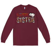 Burgundy baseball sister with leopard Long Sleeve Tee - texasbilliewilder