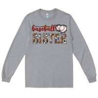 Heather Grey baseball sister with leopard Long Sleeve Tee - texasbilliewilder